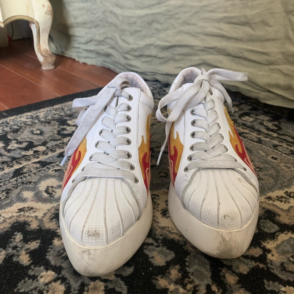 Jeffrey Campbell White Flame Platform Sneakers